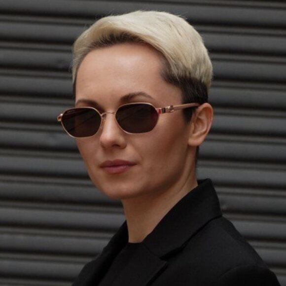 Gucci Women Sunglasses Gold Pink Violet Geometric GG1593S 003 BRAND NEW - Picture 10 of 10